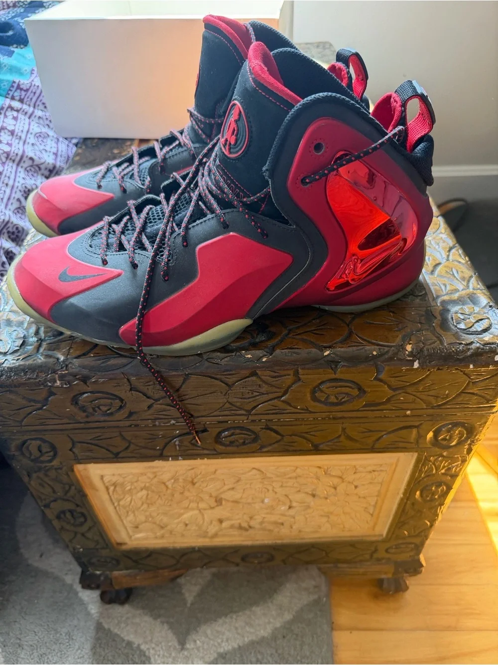 Nike Men's High-Top Athletic Sneakers in Red and Black